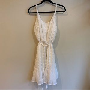 White polka dot dress with rope belt